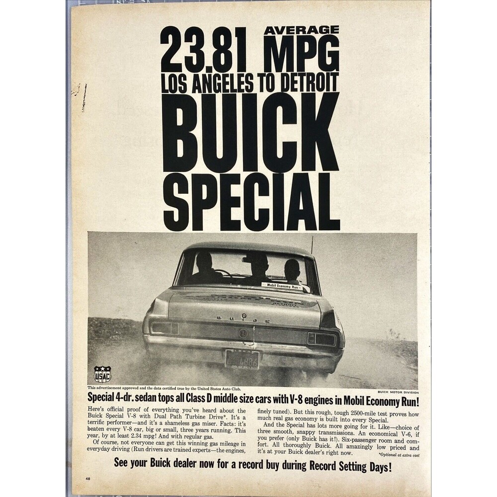 BUICK "Special 4-door sedan tops Class D Mid-size cars" Vintage Print Ad 1963